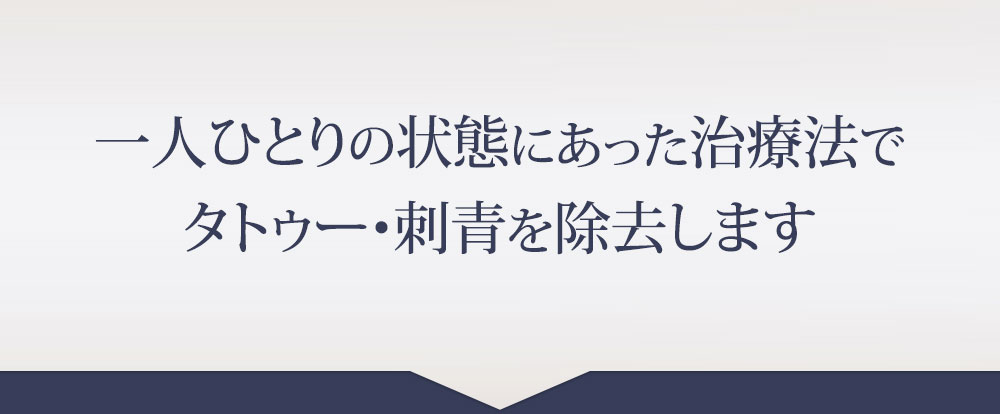 一人ひとりの状態にあった治療法でタトゥー・刺青を除去します